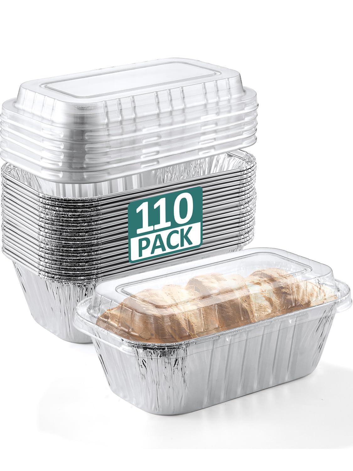 NEEBAKE 110 pack mini loaf pans with lids for batch baking and portioning