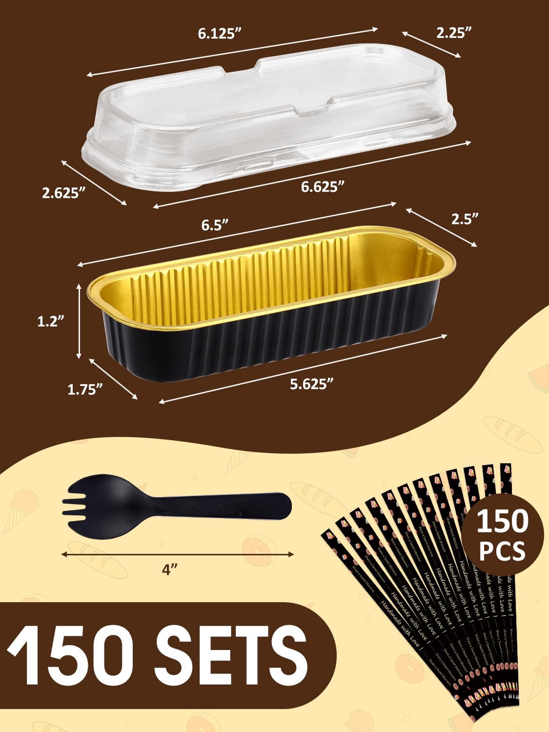 NEEBAKE 150-pack mini loaf pans set for large events and bake sales.