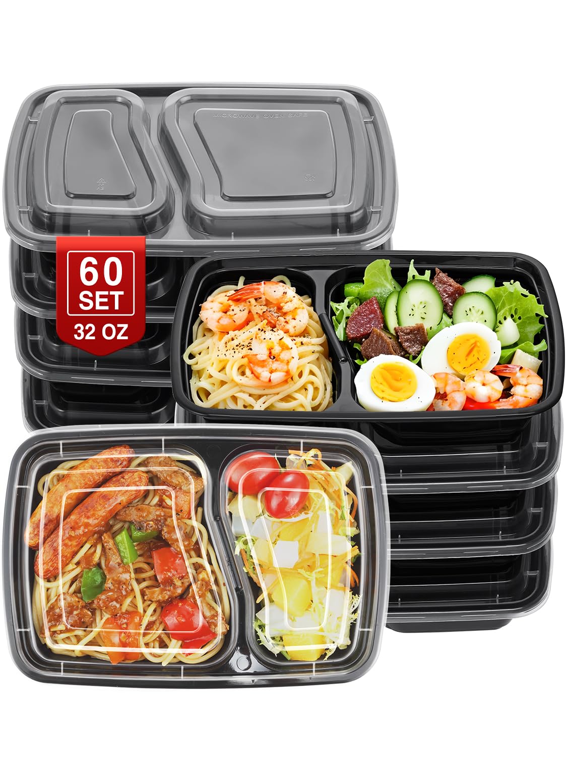NEEBAKE 32oz two-compartment container with lid for organized meals on the go