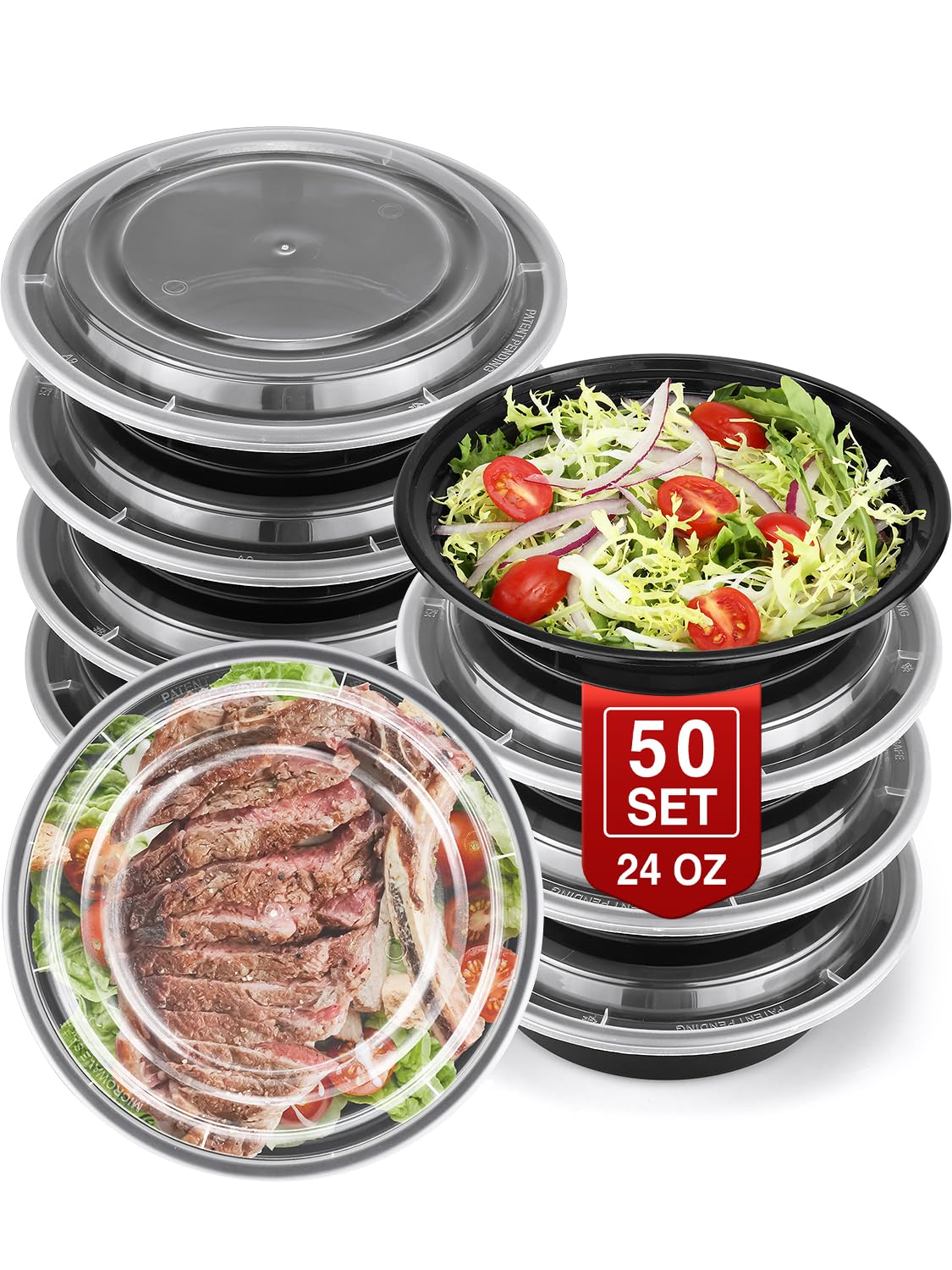 NEEBAKE 50-set 24oz meal prep containers for convenient weekly meals.