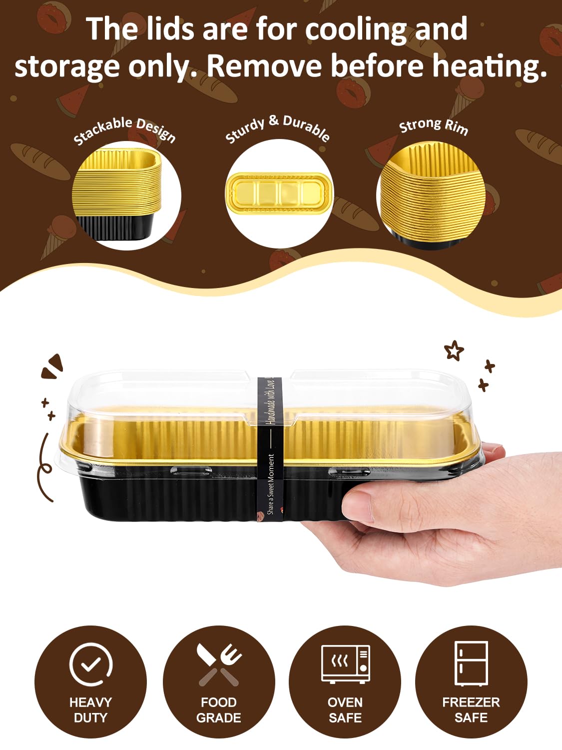 NEEBAKE 6.8 oz foil pans with sturdy aluminum for even heating and versatile use.