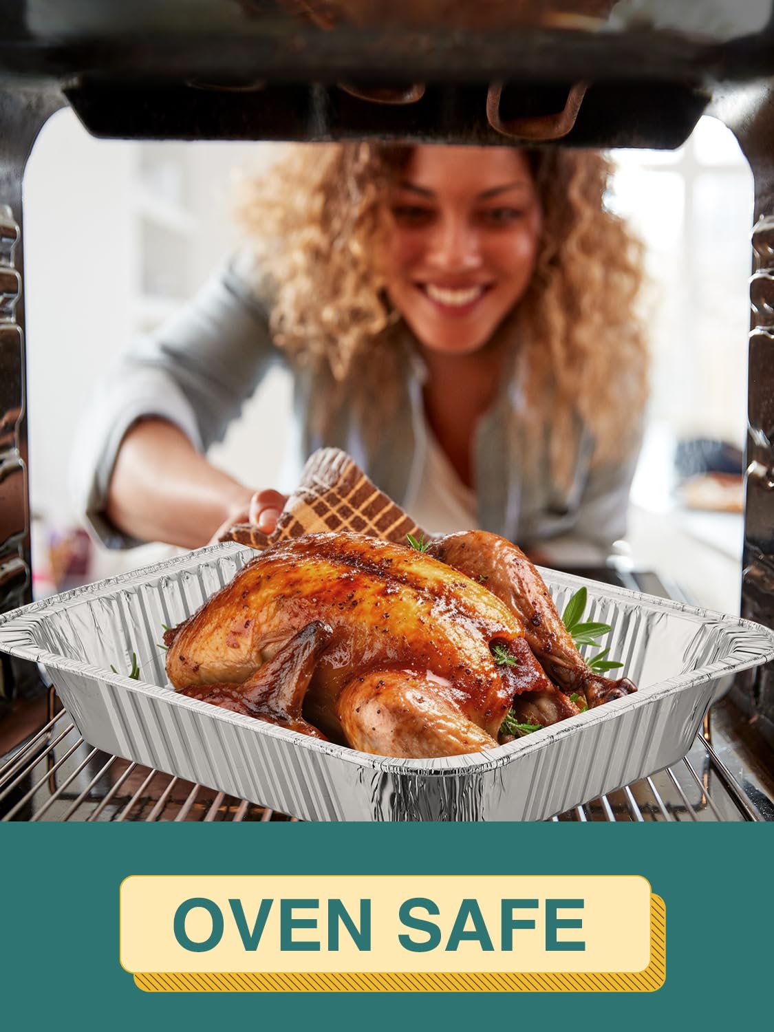 NEEBAKE durable food-grade aluminum pan resists bending during cooking.