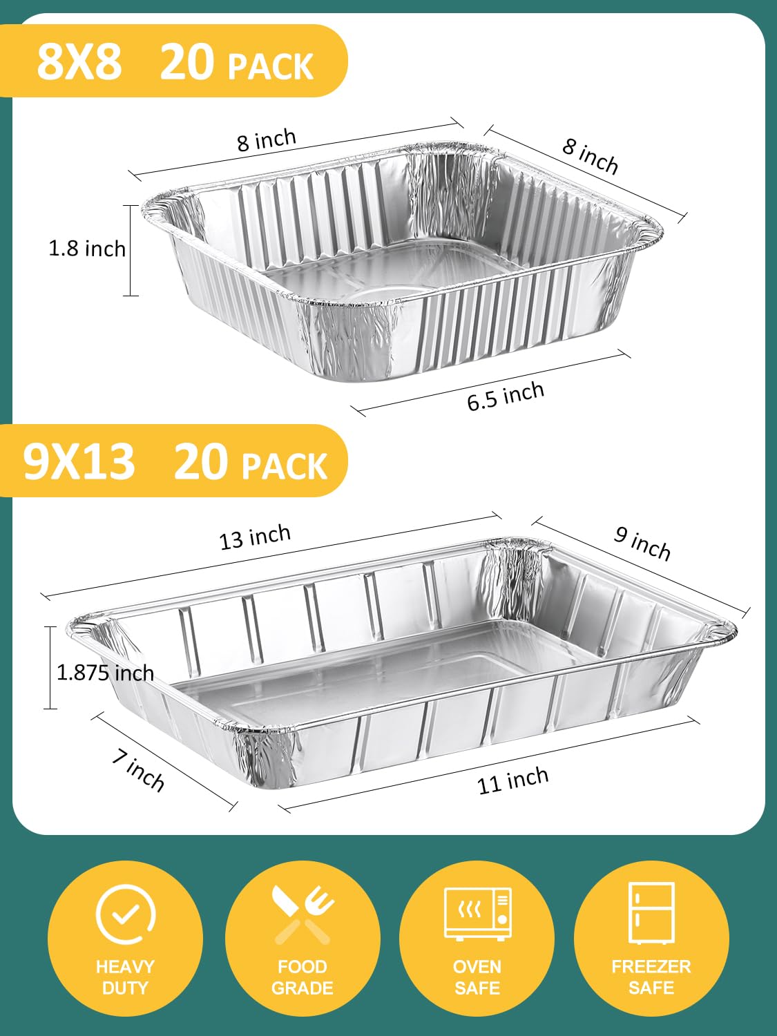 NEEBAKE small 8x8 foil pan perfect for single-portion desserts and side dishes.