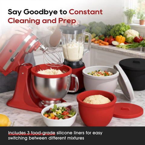 NEEJUM non-stick bowl liner promotes easy ingredient release after mixing