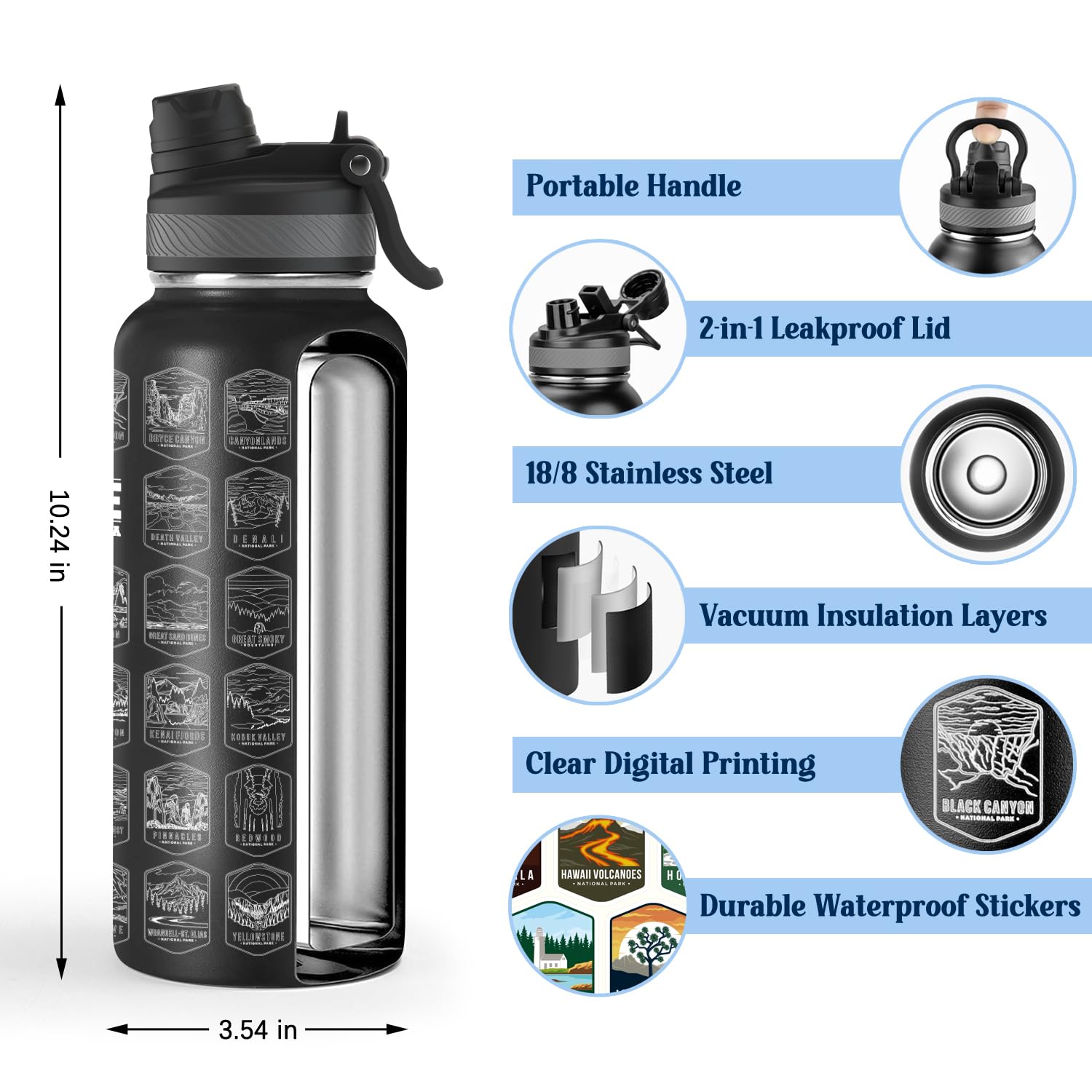 Nefeeko bottle sticker pack waterproof designs for park personalization.
