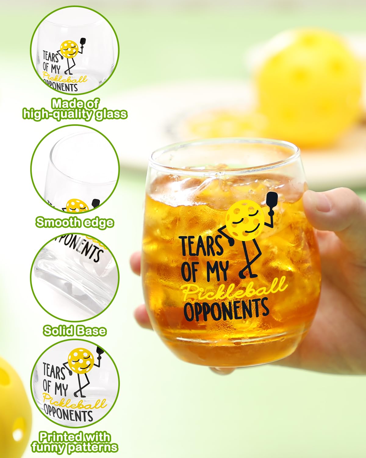 Nefelibata funny pickleball sayings glass; great gift for players and coaches.