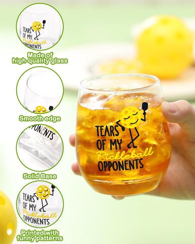 Nefelibata funny pickleball sayings glass; great gift for players and coaches.