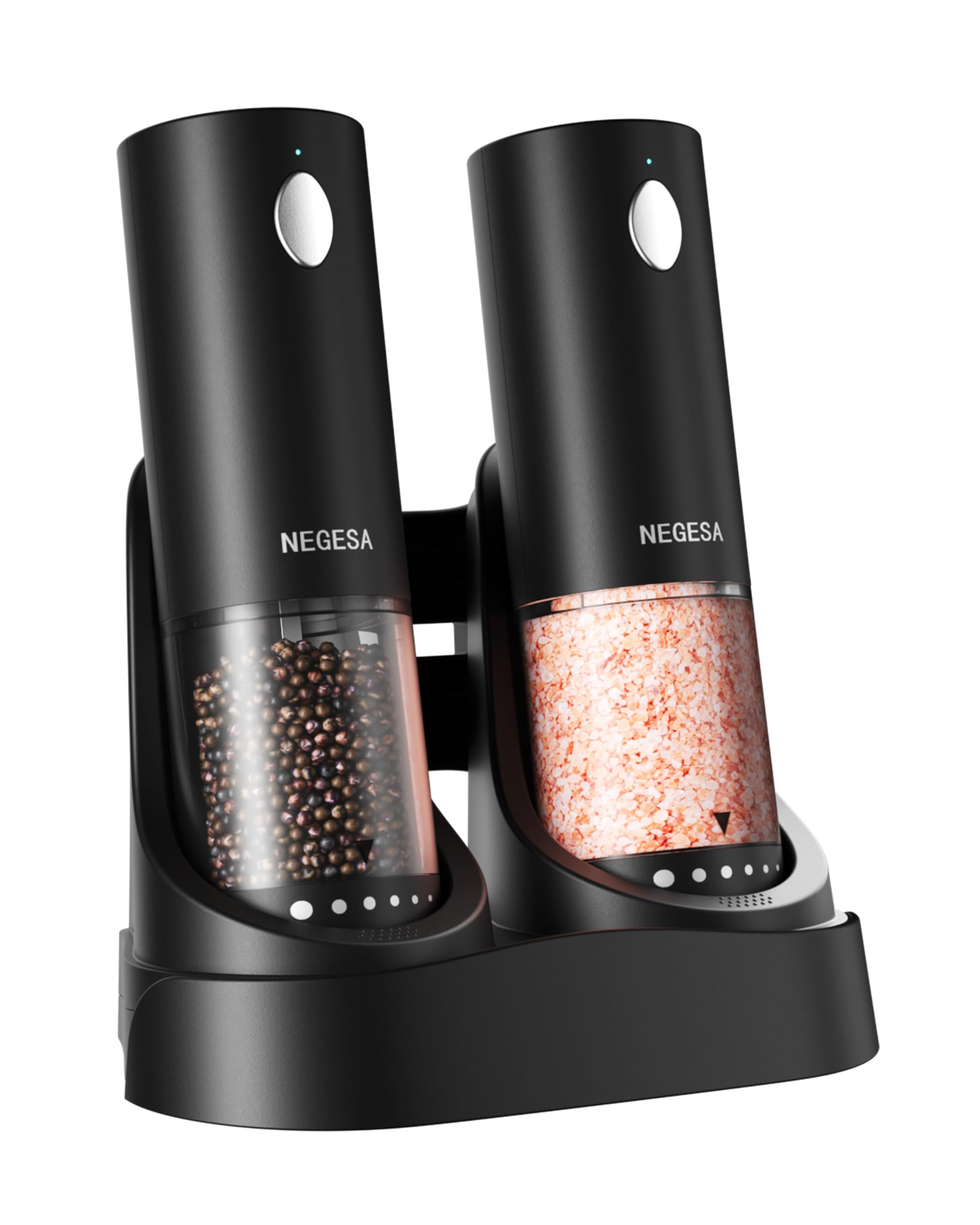 NEGESA electric grinders on charging base for quick kitchen prep