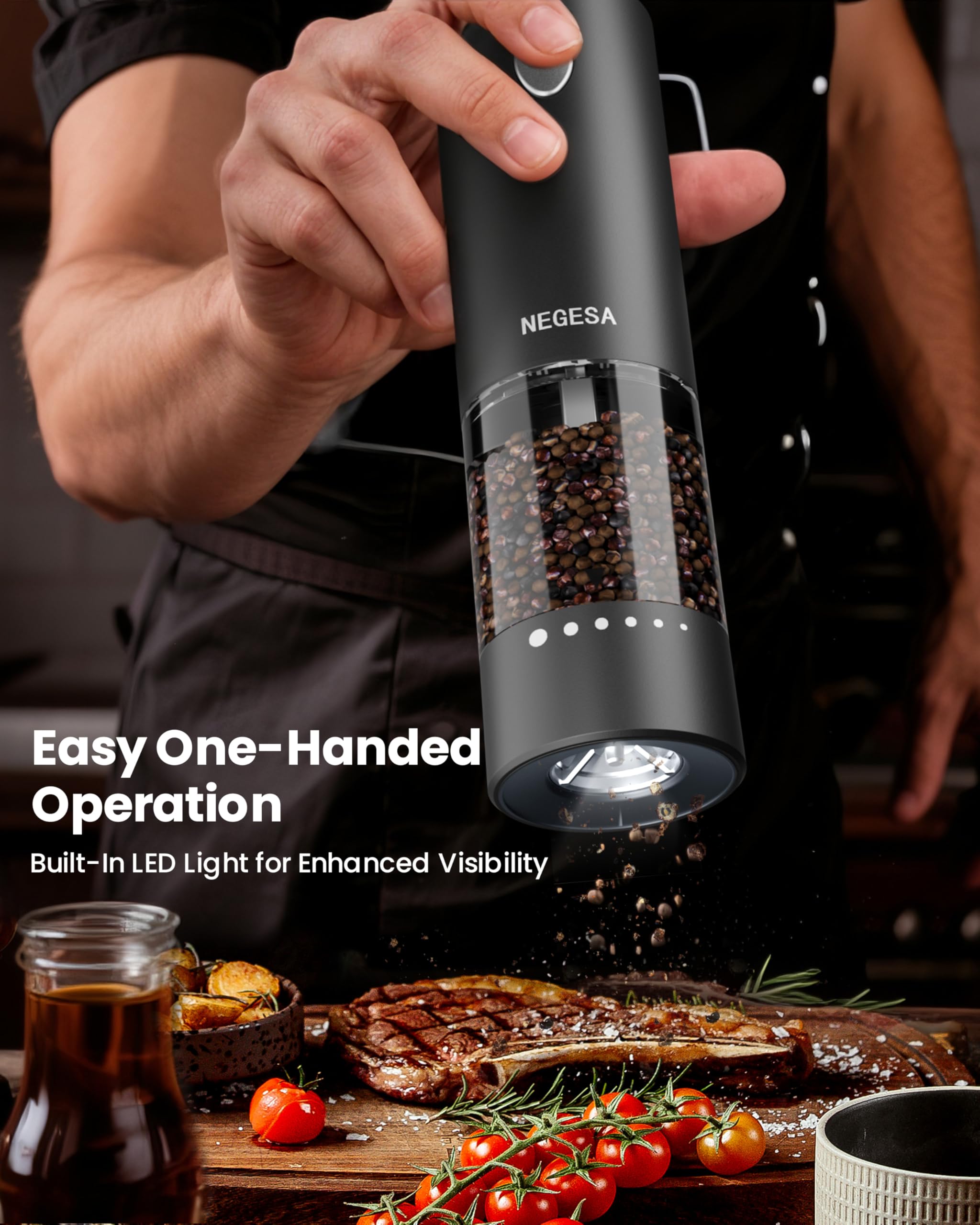 NEGESA large 70ml capacity reduces refills during busy cooking