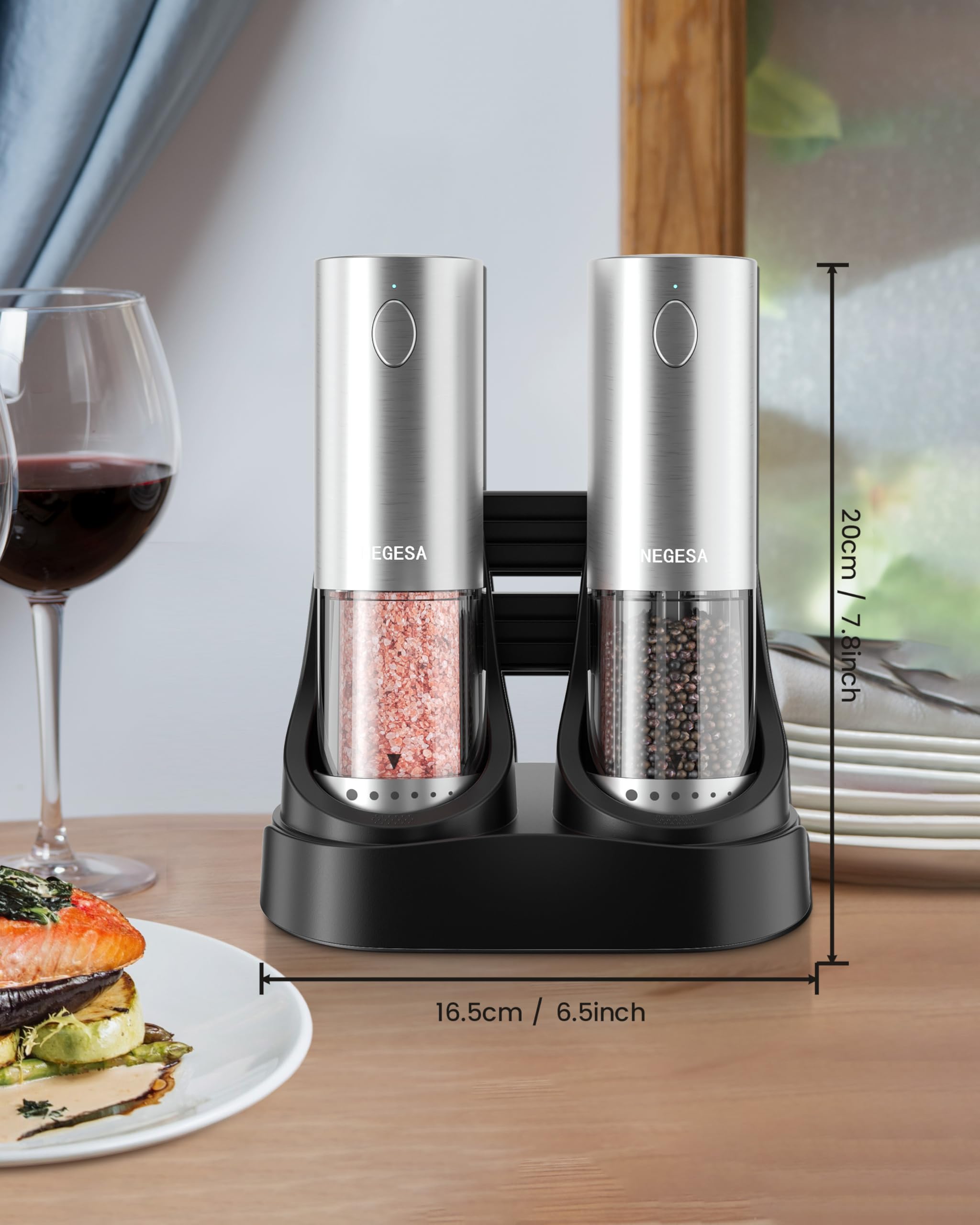 NEGESA USB charging base powers both grinders at once.