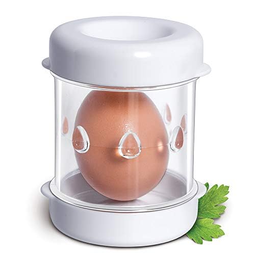 NEGG boiled egg peeler white with top cap for quick shell release and clean peeling