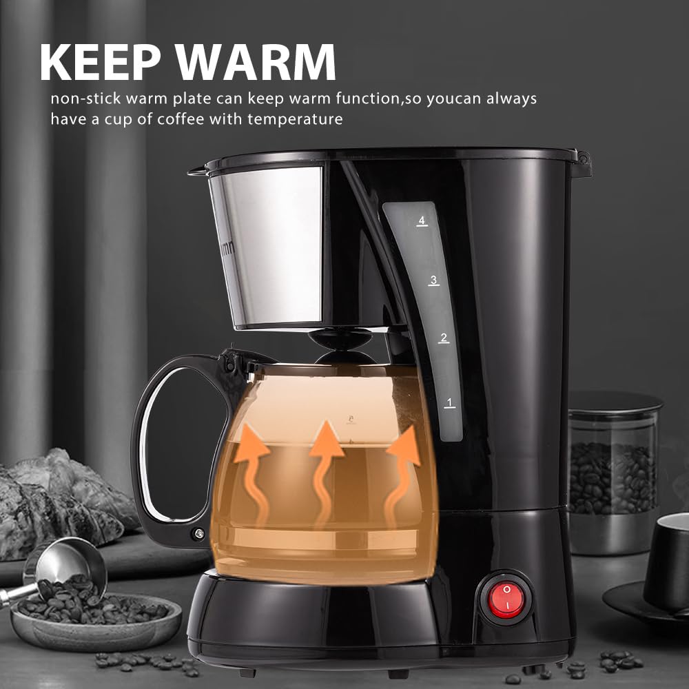 Nehilumn 4-cups coffee maker top view with clear control panel for easy brewing.