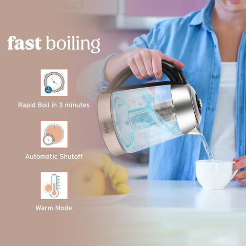 Nelo kettle on 360° cordless base for easy pouring