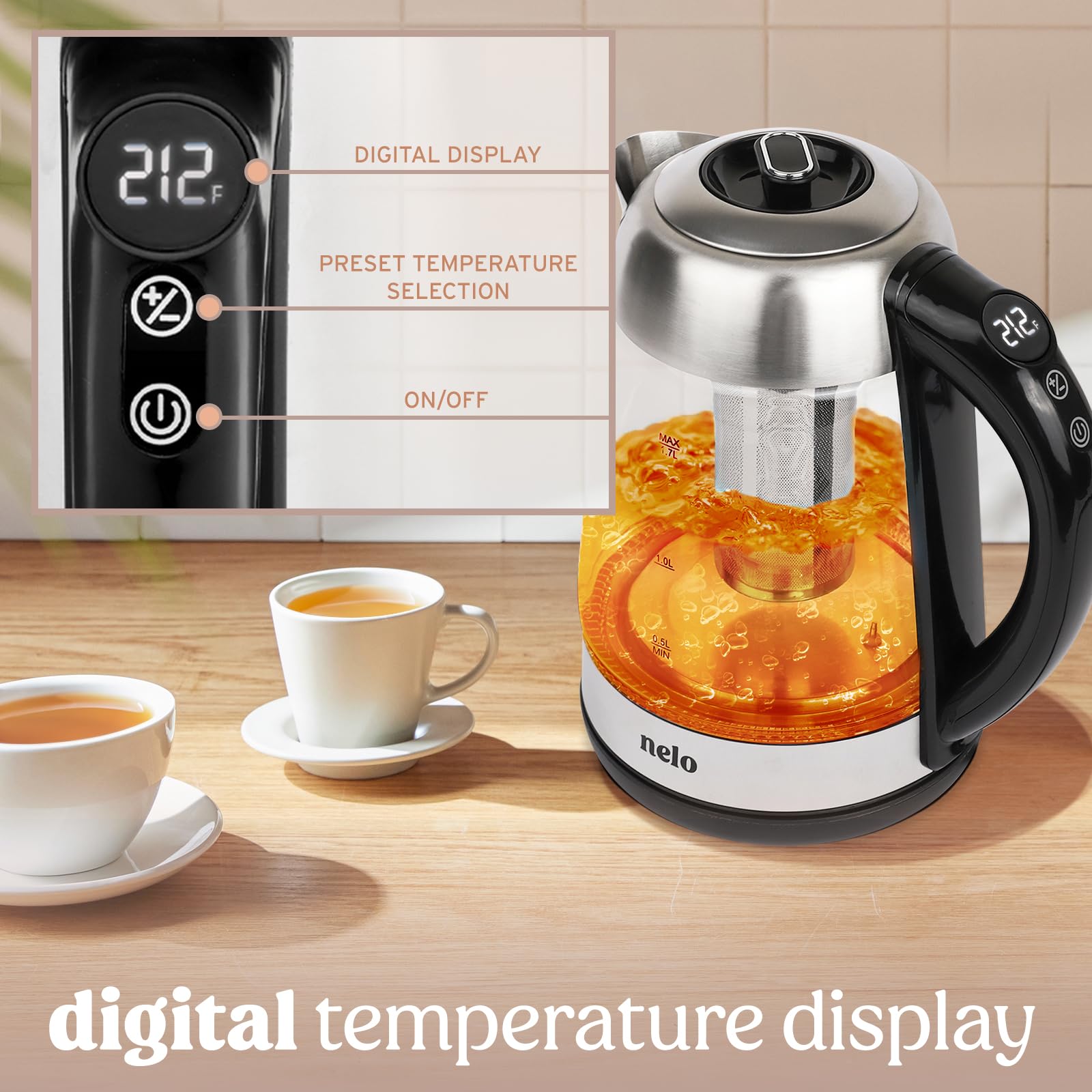 Nelo removable tea infuser for brewing loose leaf tea