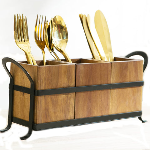 NelyBet Utensil Caddy with 3 compartments keeps cutlery organized and easy to reach