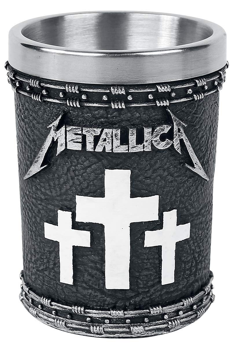 Nemesis Now Metallica shot glass with removable stainless steel insert for versatility