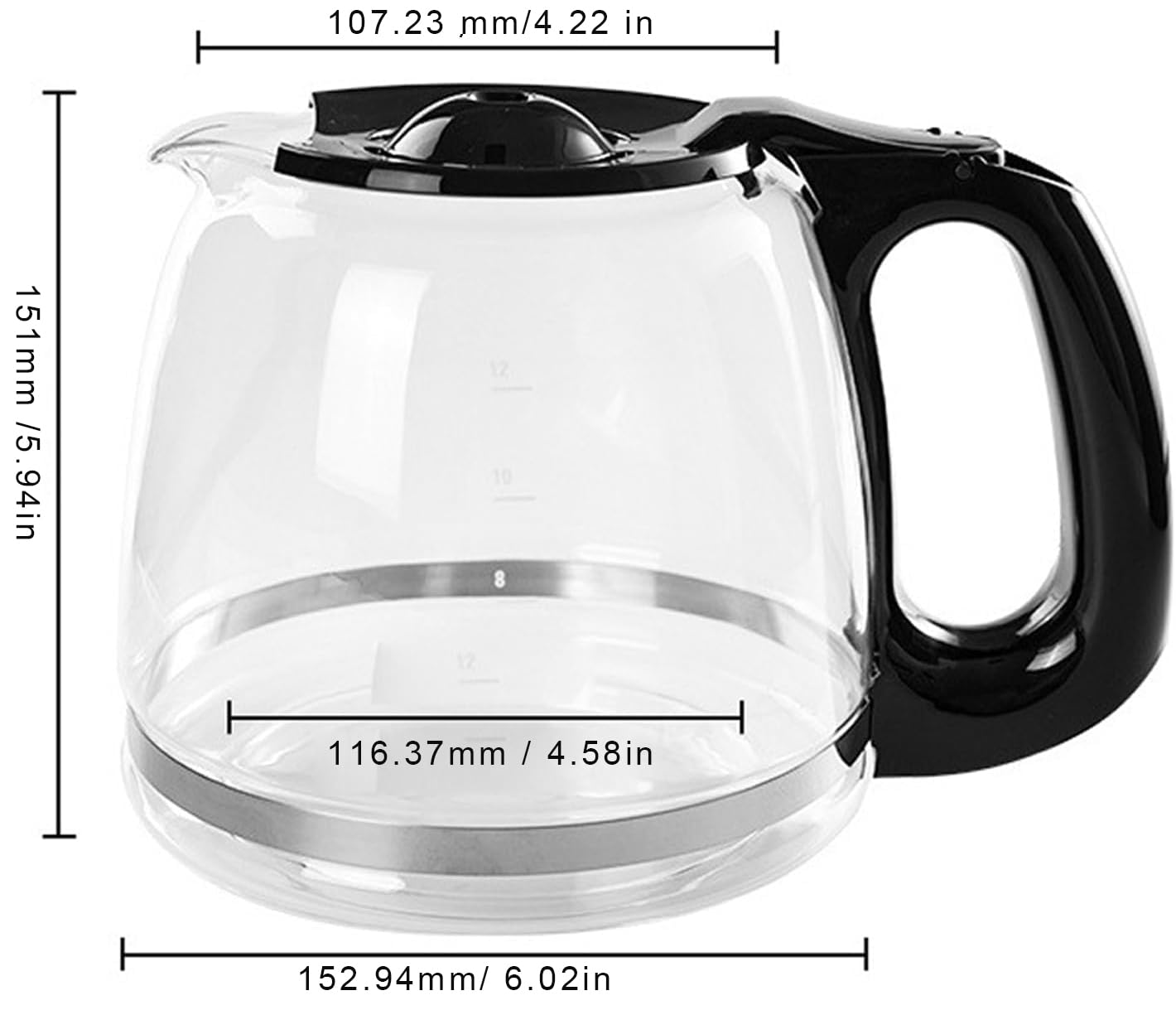 NEOAURR reinforced glass base extends carafe life with daily use