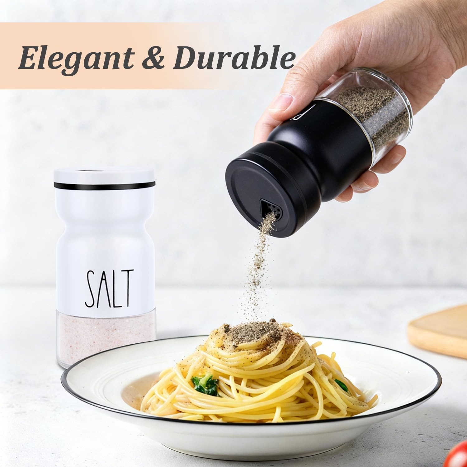 Neodaco adjustable pour holes customize salt flow for various dishes.