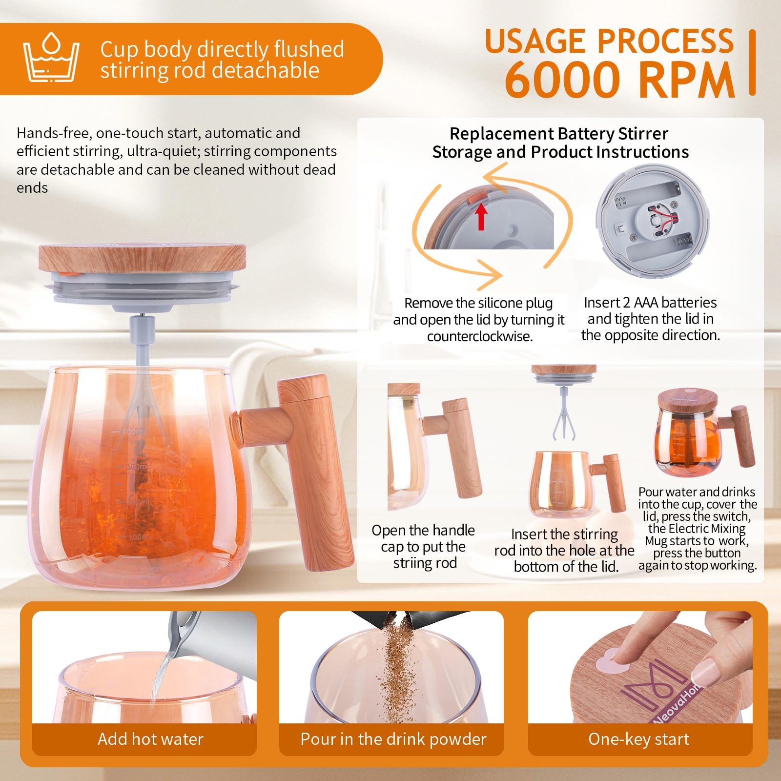 NeovaHome detachable-mixing-base demonstrates simple cleaning and hygienic upkeep.