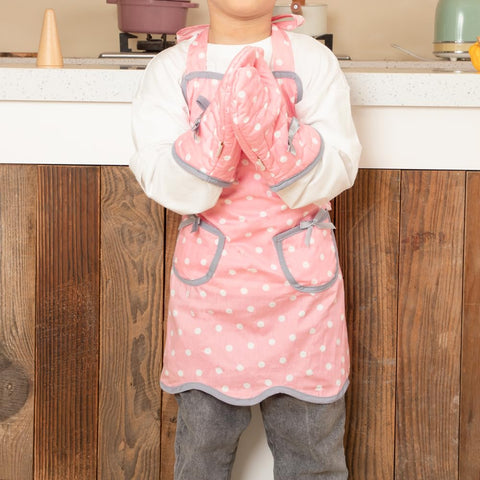 NEOVIVA Kids Polka Dots Oven Mitts with loop for easy hanging