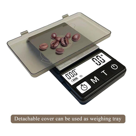NEOWEIGH detachable lid used as a weighing tray in action.