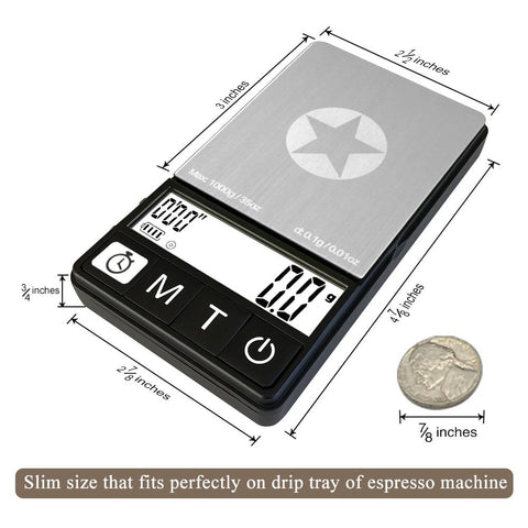 NEOWEIGH espresso scale timer in use for consistent pours.