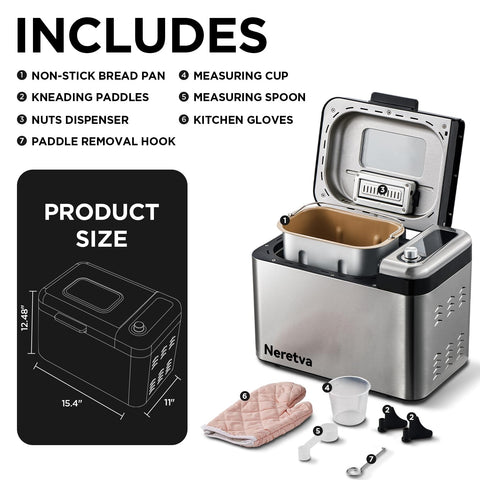Neretva bread maker on kitchen counter with accessories, ready for immediate use.