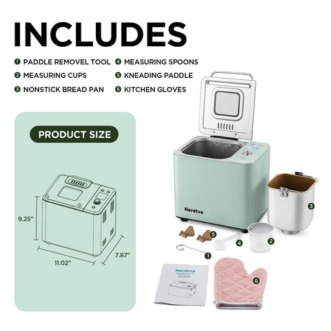 Compact metal body of the Neretva bread maker fits small kitchens.