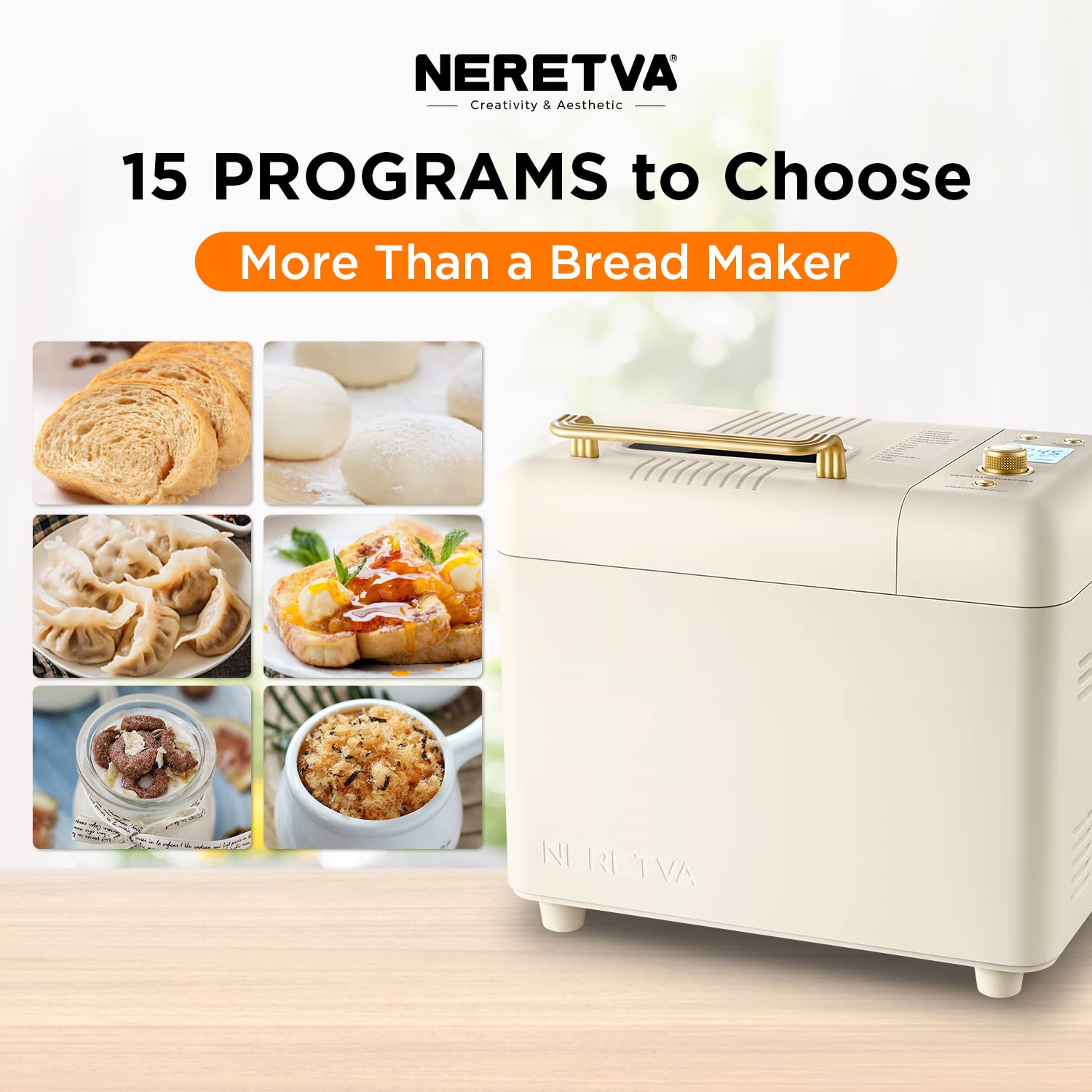 Neretva bread maker with dual heaters delivering even baking