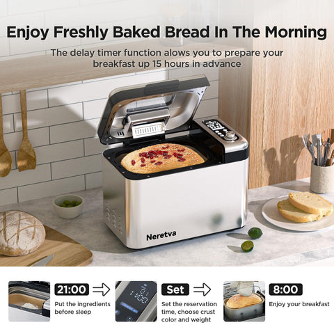 Neretva bread maker dual kneading paddles kneading dough for better rise.