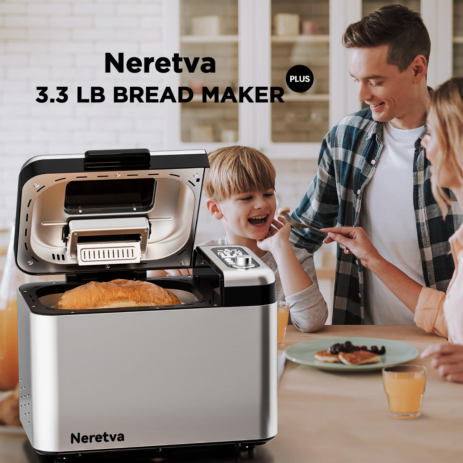 Neretva bread maker full touch panel controls, easy program selection.