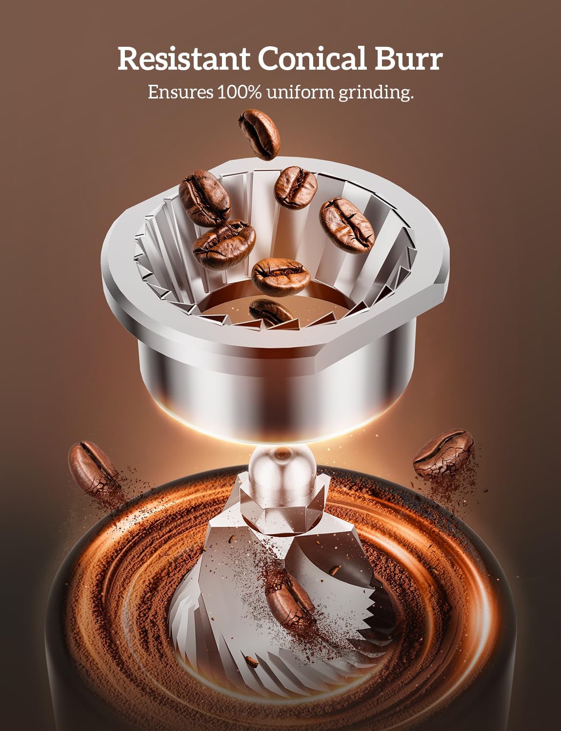 Neretva burr coffee grinder anti-static plasma technology reduces clumping.