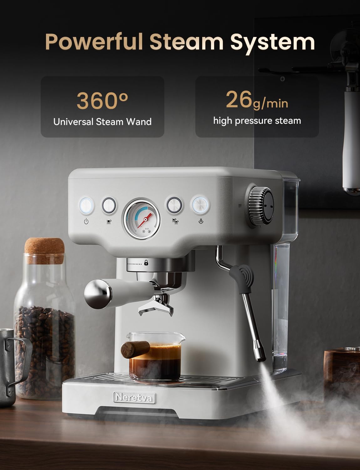 Neretva included accessories simplify setup for beginners and home baristas.