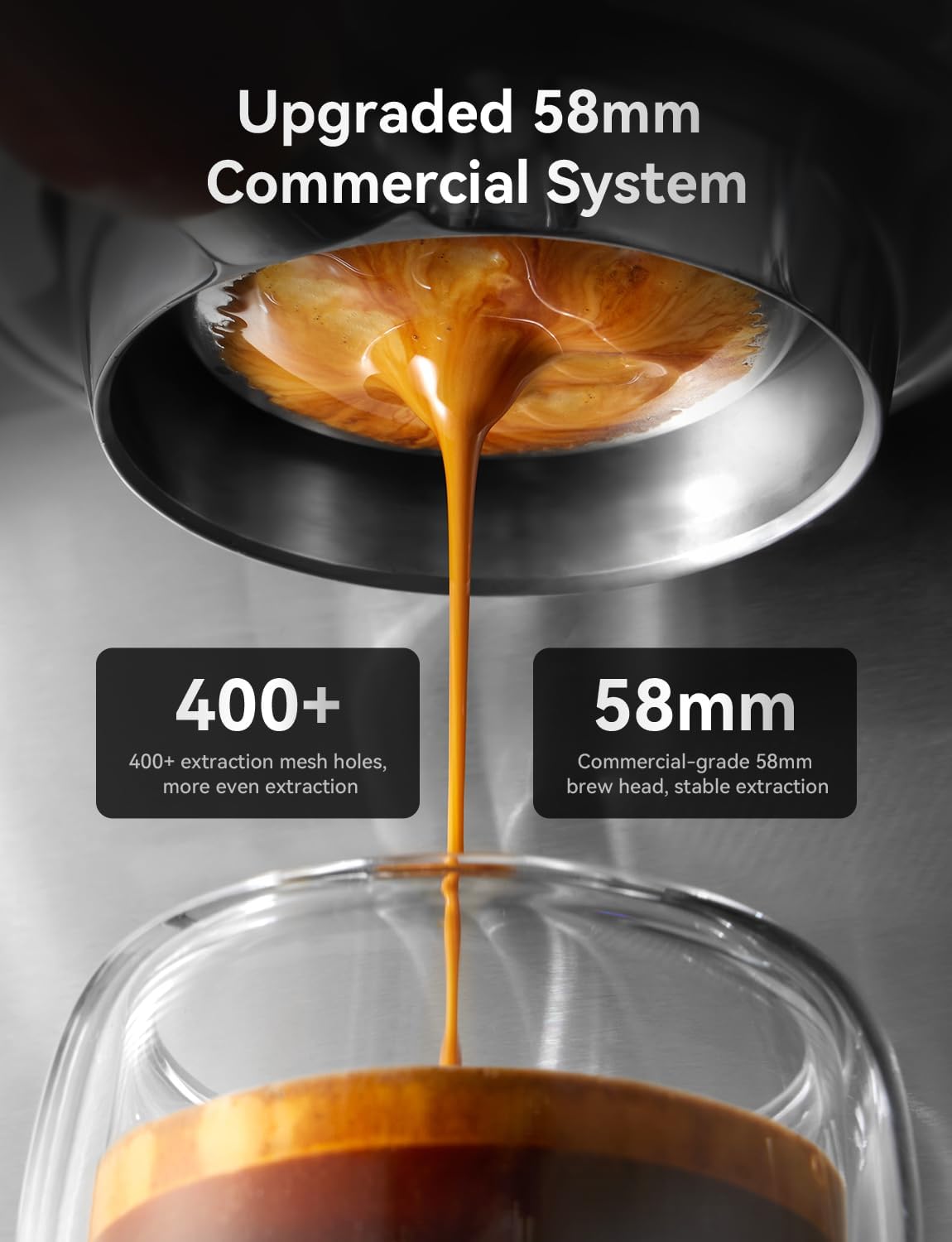 Neretva espresso machine frothing pitcher in use for silky milk foam.