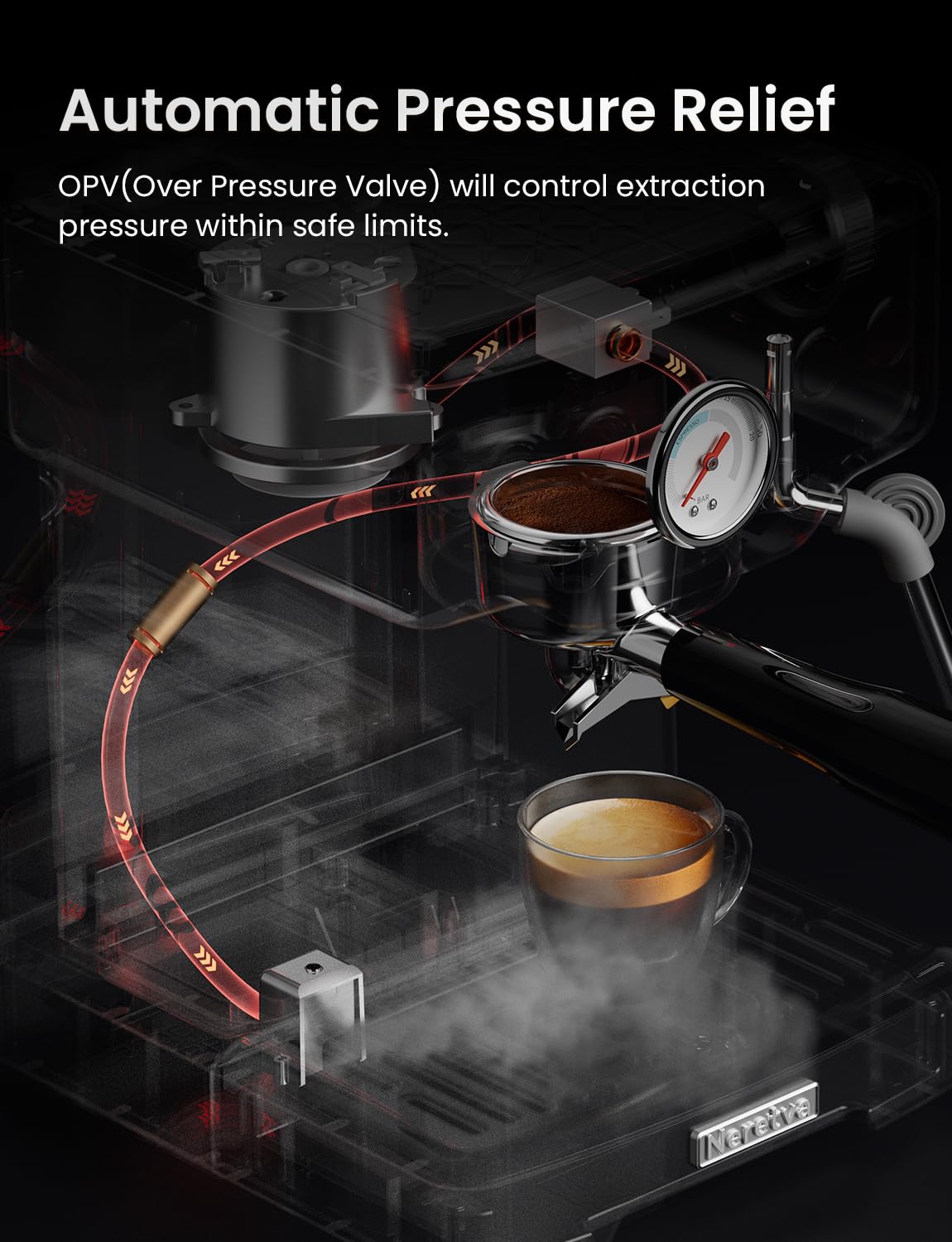 Neretva espresso machine offers precise temperature control for consistent shots.