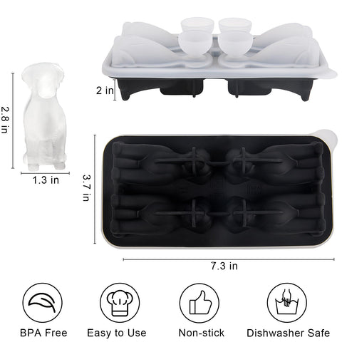 Nerien Labrador ice cube mold with 4 holes for slow-melting drinks