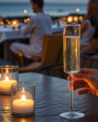Nervure wedding disposable champagne flutes with clear look for formal decor.