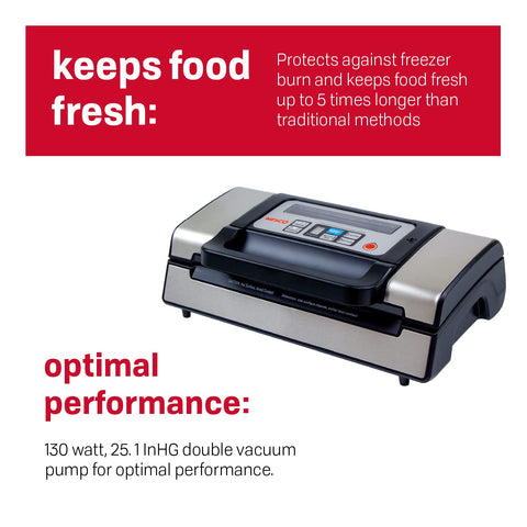 NESCO VS-12 dry setting ensures firm seals for dry foods
