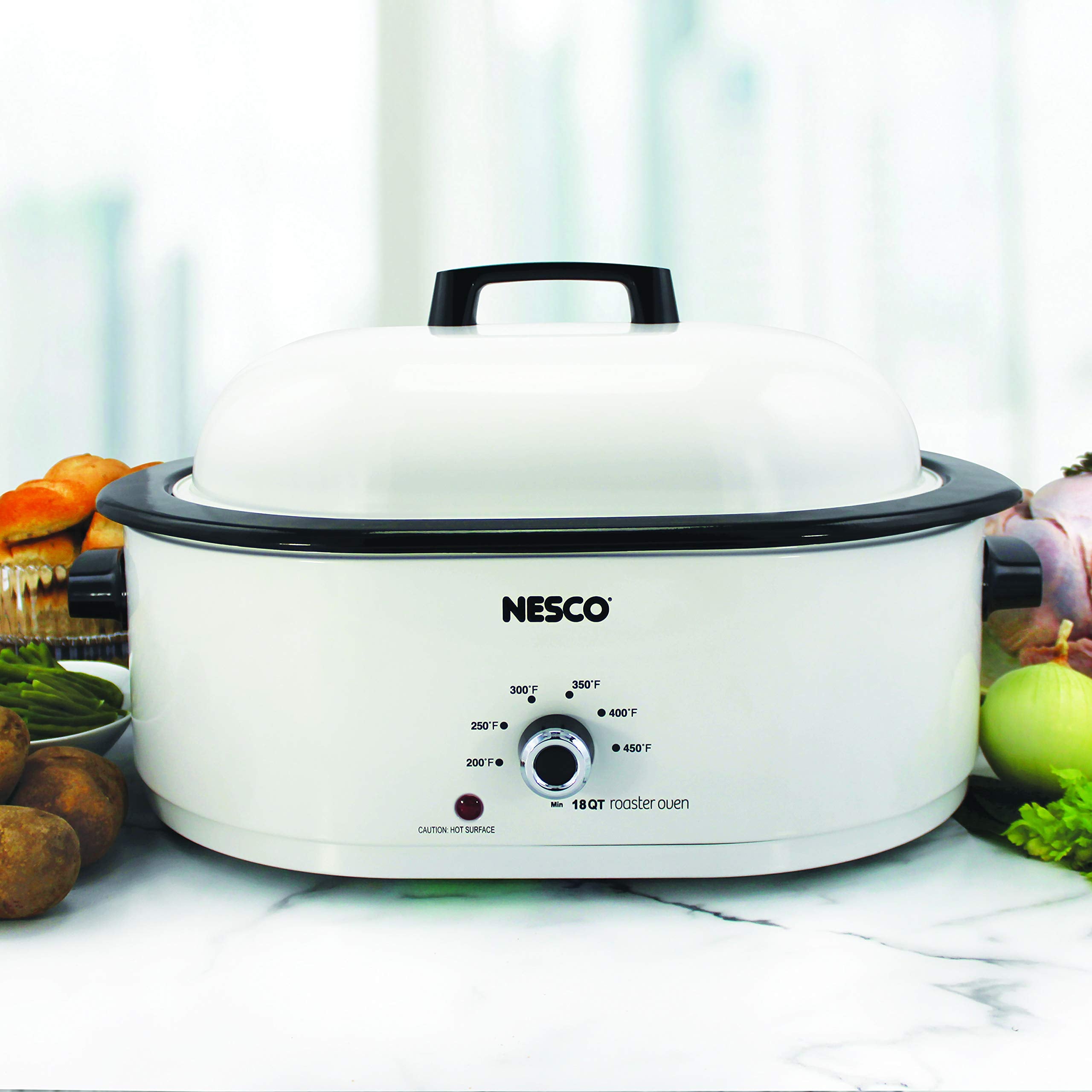 NESCO MWR18-14 roaster oven cool-touch-handles for safe handling