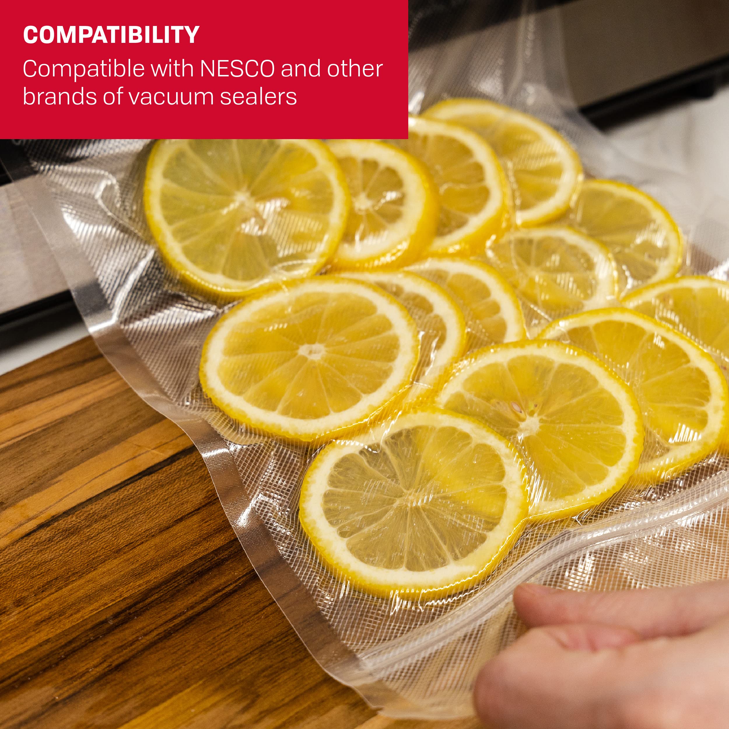 NESCO zipper bags showing liquid-safe design for moist foods