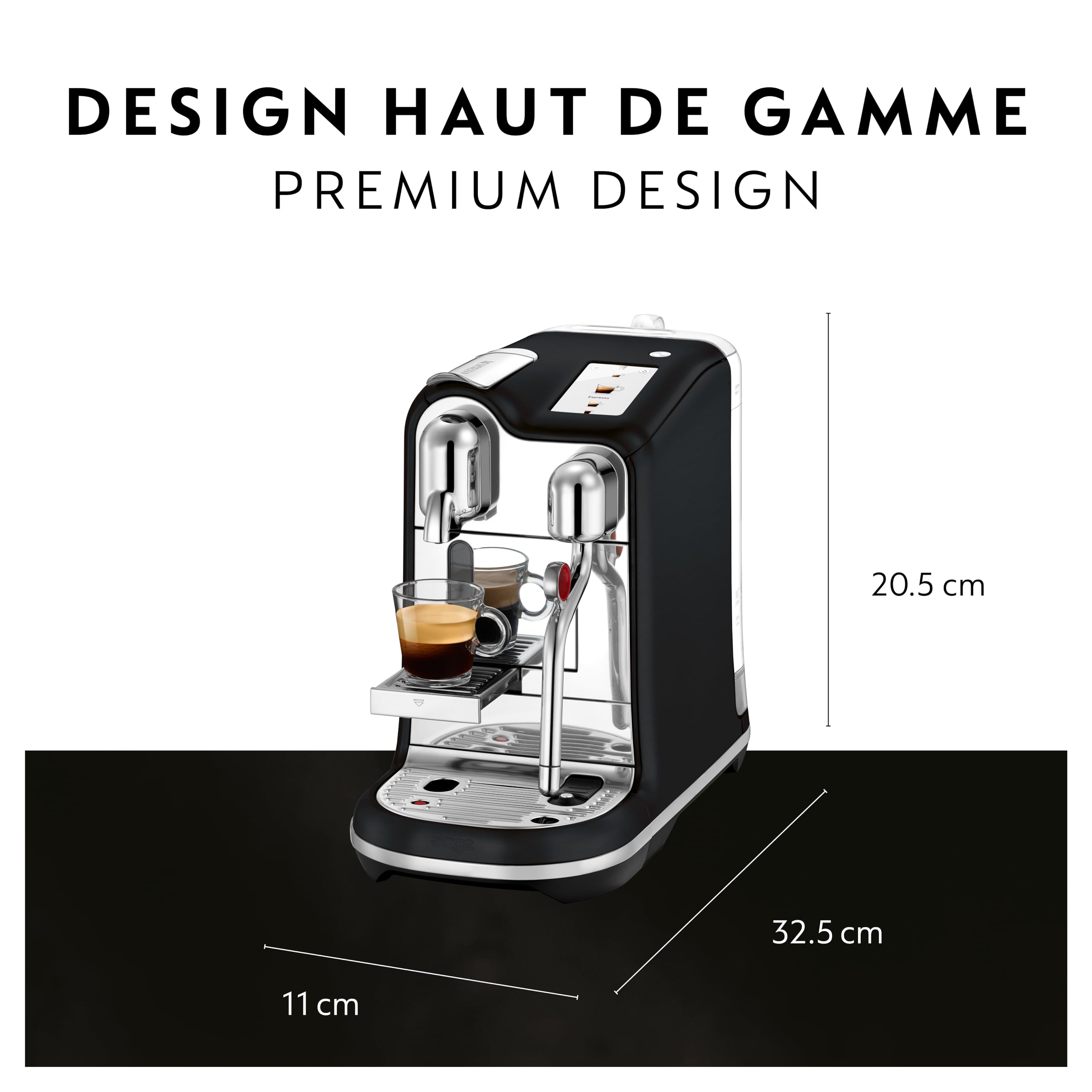 Nespresso Creatista Pro accessories: milk jug and cup support.
