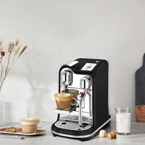 Nespresso Creatista Pro two cappuccinos prepared in 75 seconds.