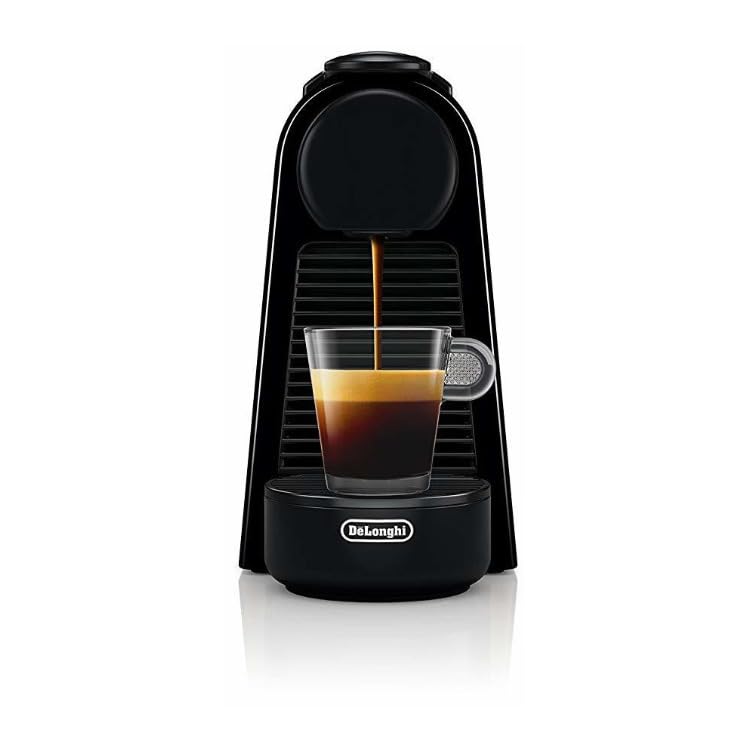 Nespresso Essenza Mini side view in black, fits small counters.