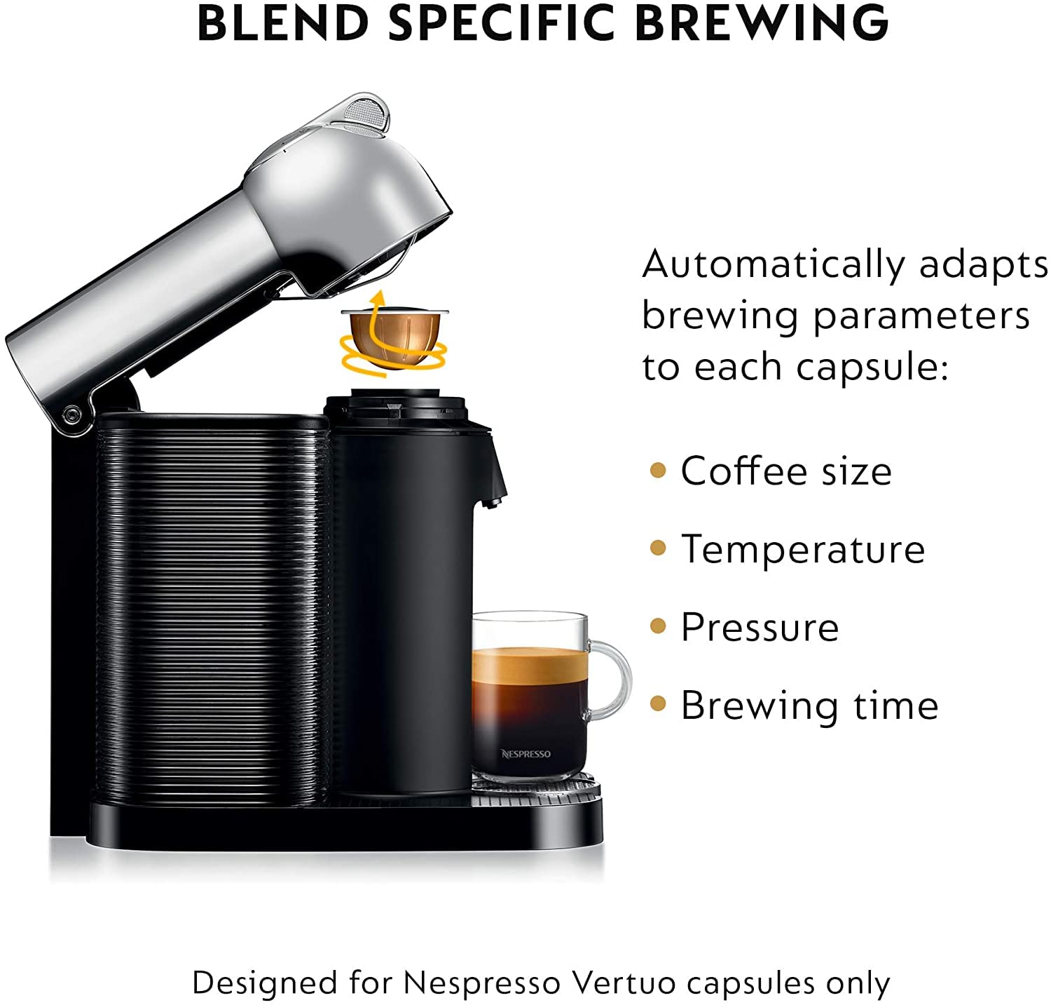 Nespresso Vertuo 40-ounce water tank supports multiple servings