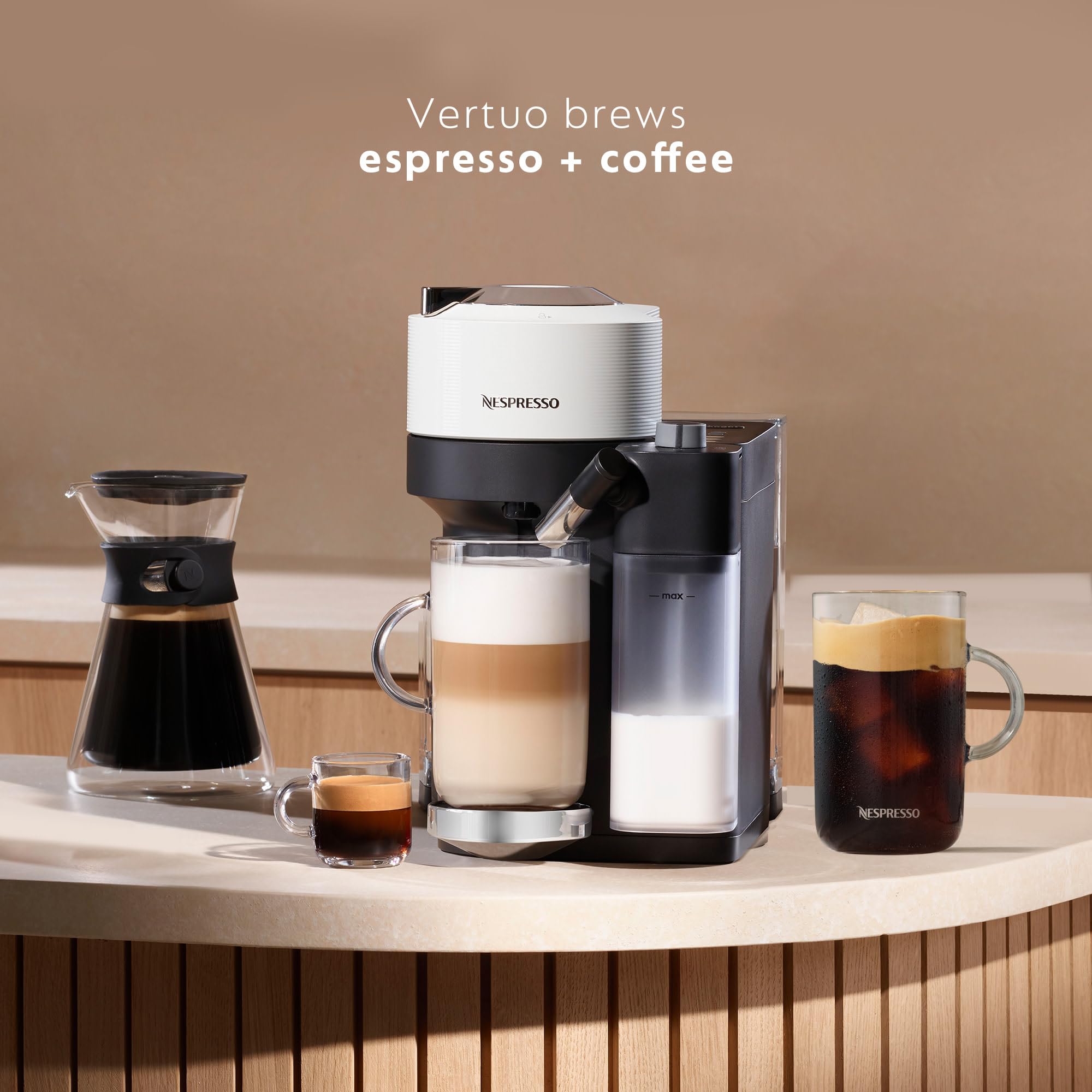 16 oz milk tank enables longer, creamy drinks with Vertuo Lattissima.