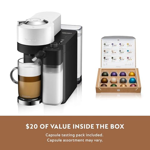 Recyclable aluminum capsules via Nespresso program with Vertuo Lattissima.