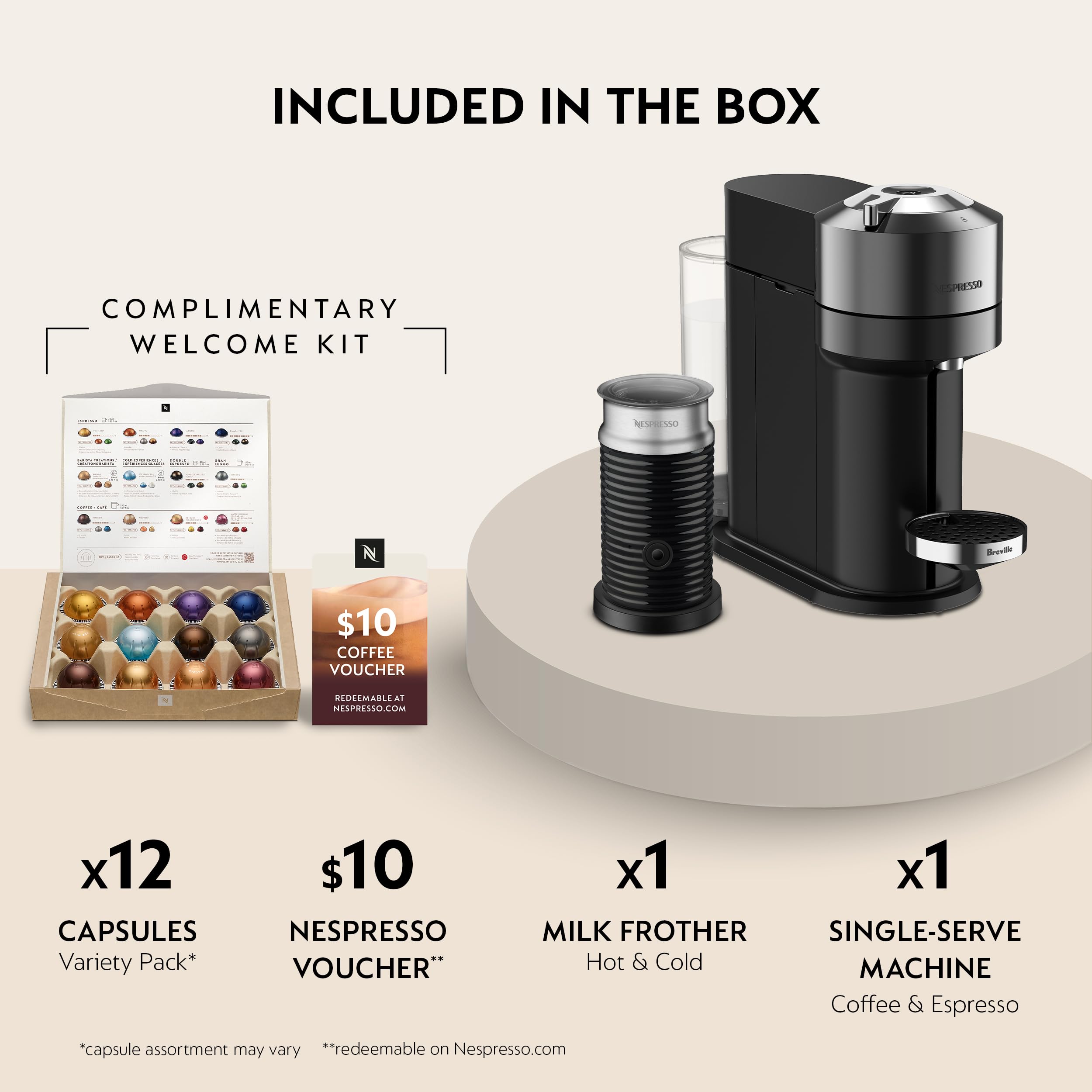 Nespresso Vertuo Next Deluxe chrome showing 5oz and 8oz coffee options at touch.