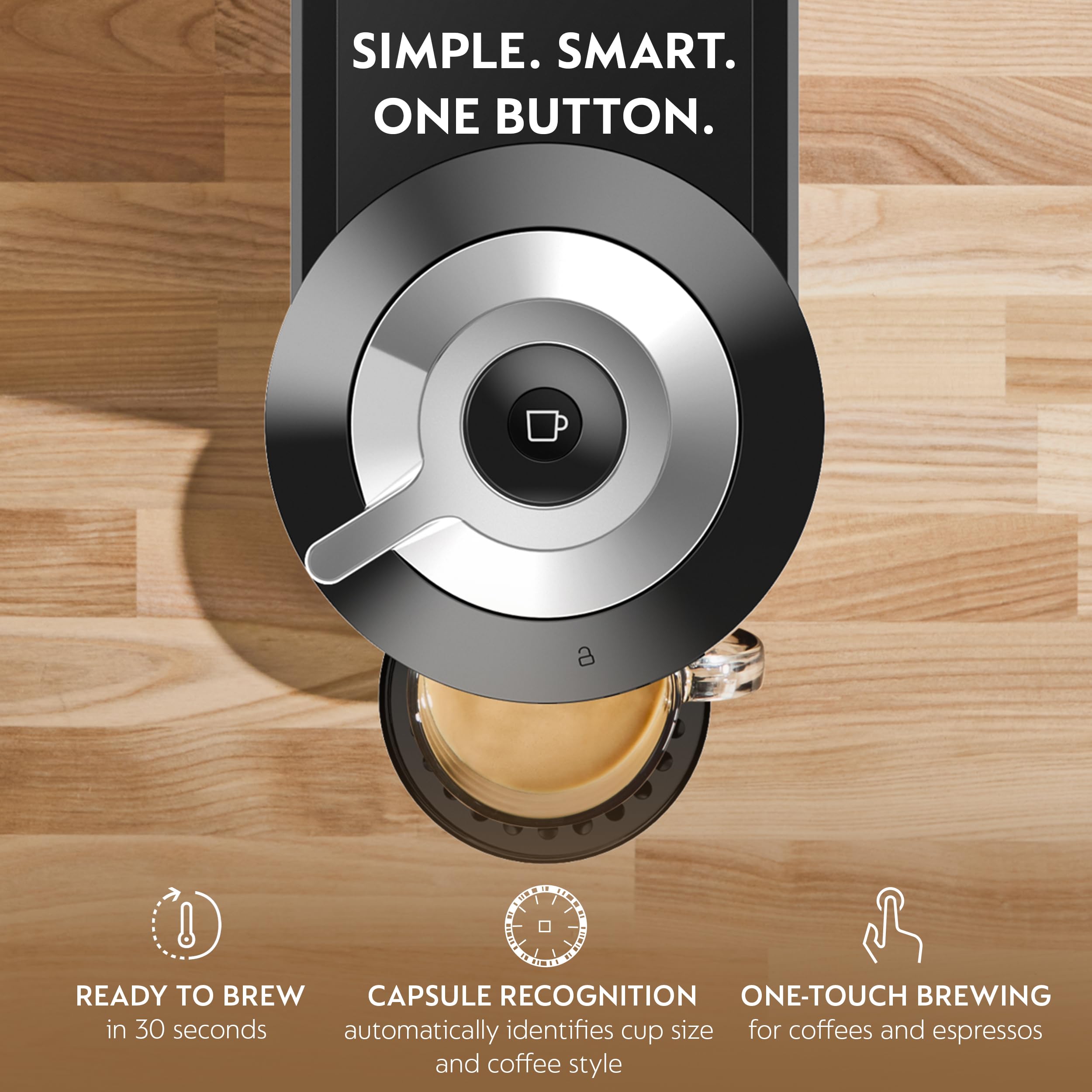 Nespresso Vertuo Next Deluxe chrome with Aeroccino frother for silky milk froth.