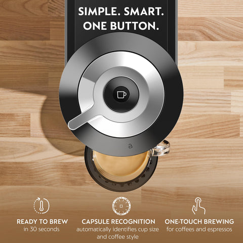 Nespresso Vertuo Next Deluxe chrome with Aeroccino frother for silky milk froth.