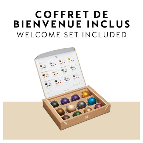 Nespresso Vertuo Next with recyclable capsules, emphasizing sustainable coffee at home.